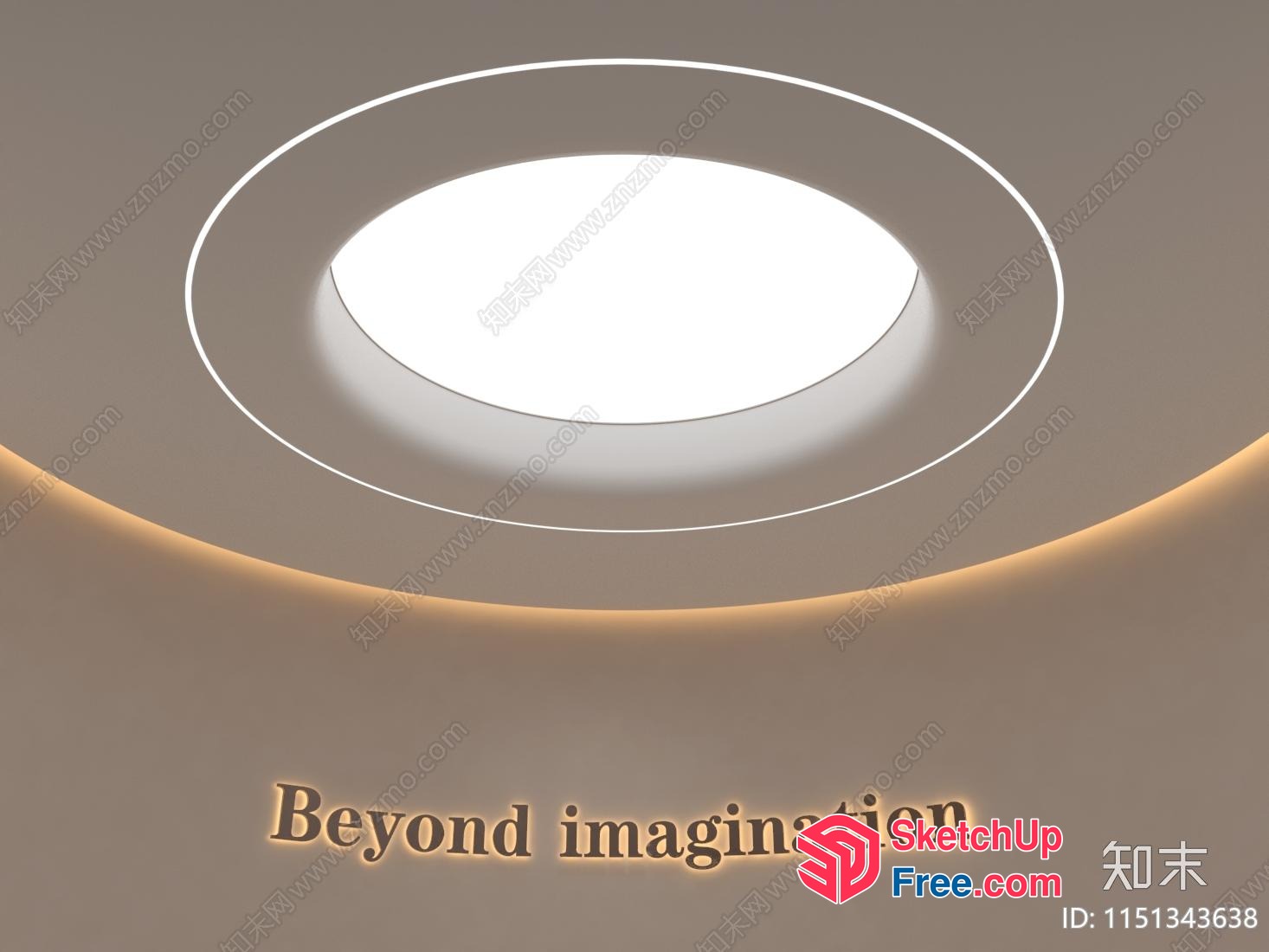 Circular Ceiling Light Fixture With Soft Lighting 3D SketchUp File