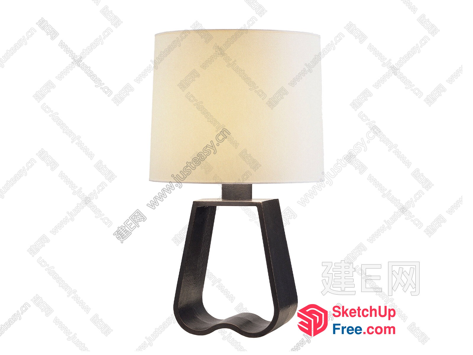 Contemporary Table Lamp With Creamy Shade 3D SketchUp File