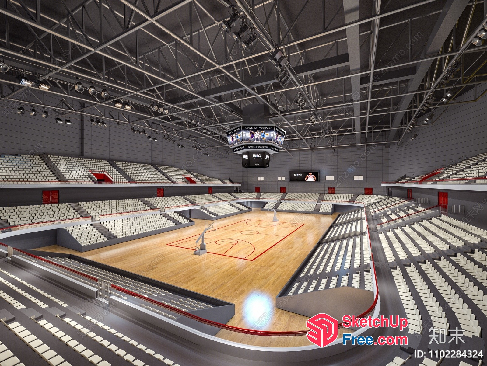 Modern Basketball Arena With Spacious Seating 3D SketchUp File