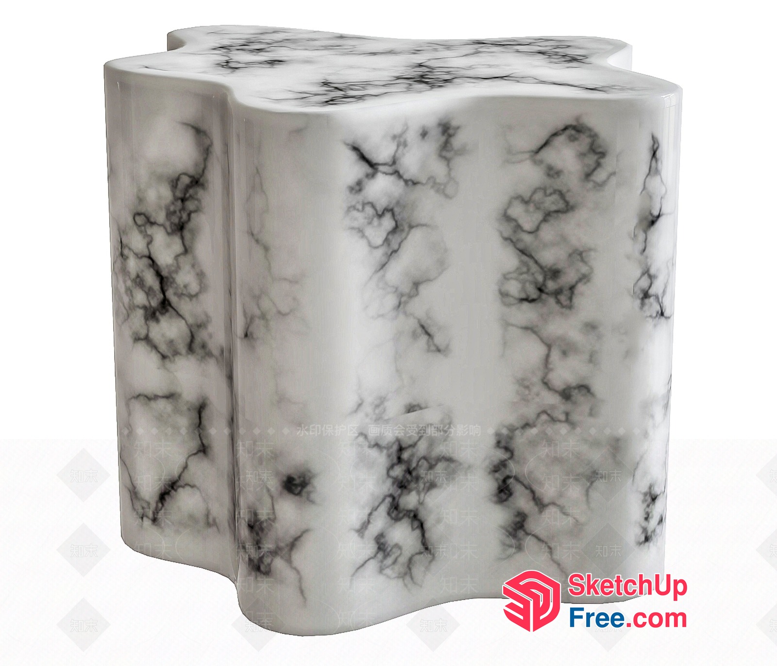 Marble Patterned Side Table 3D SketchUp File