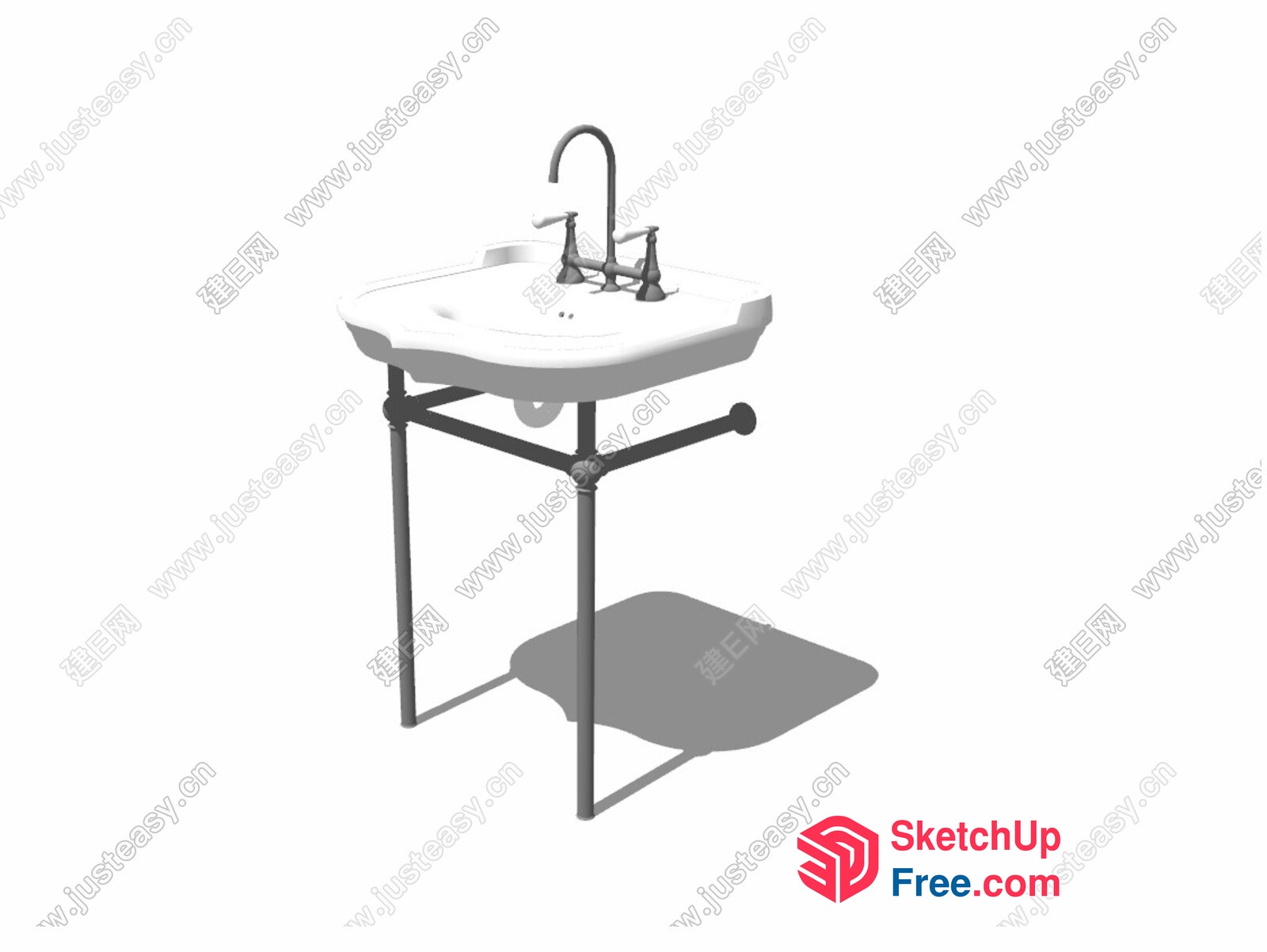 Classic White Sink With Elegant Faucet 3D SketchUp File