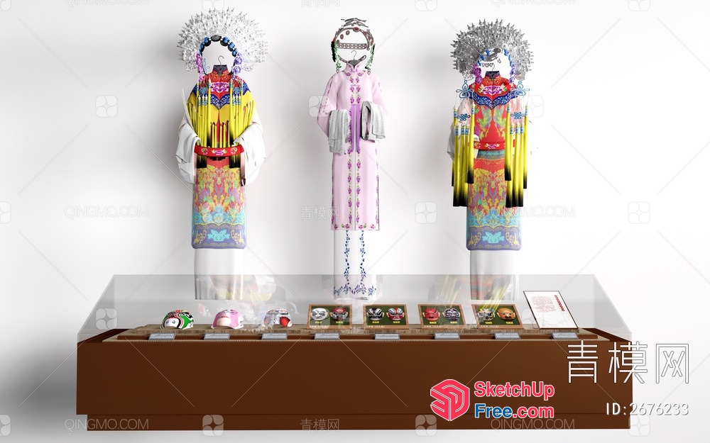 Traditional Asian Dolls On Display 3D SketchUp File