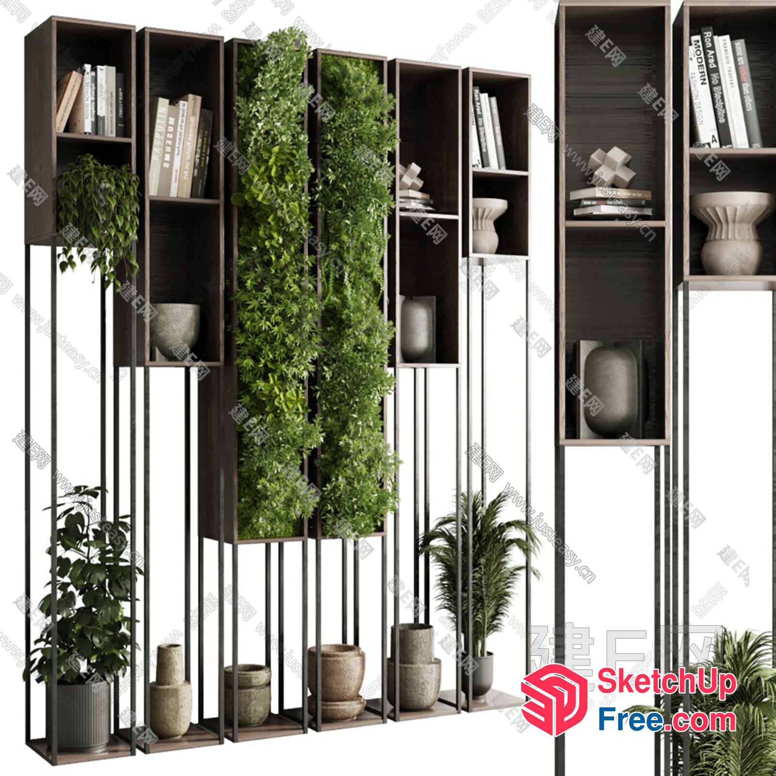 Modern Green Wall Decor And Shelving Unit 3D SketchUp File
