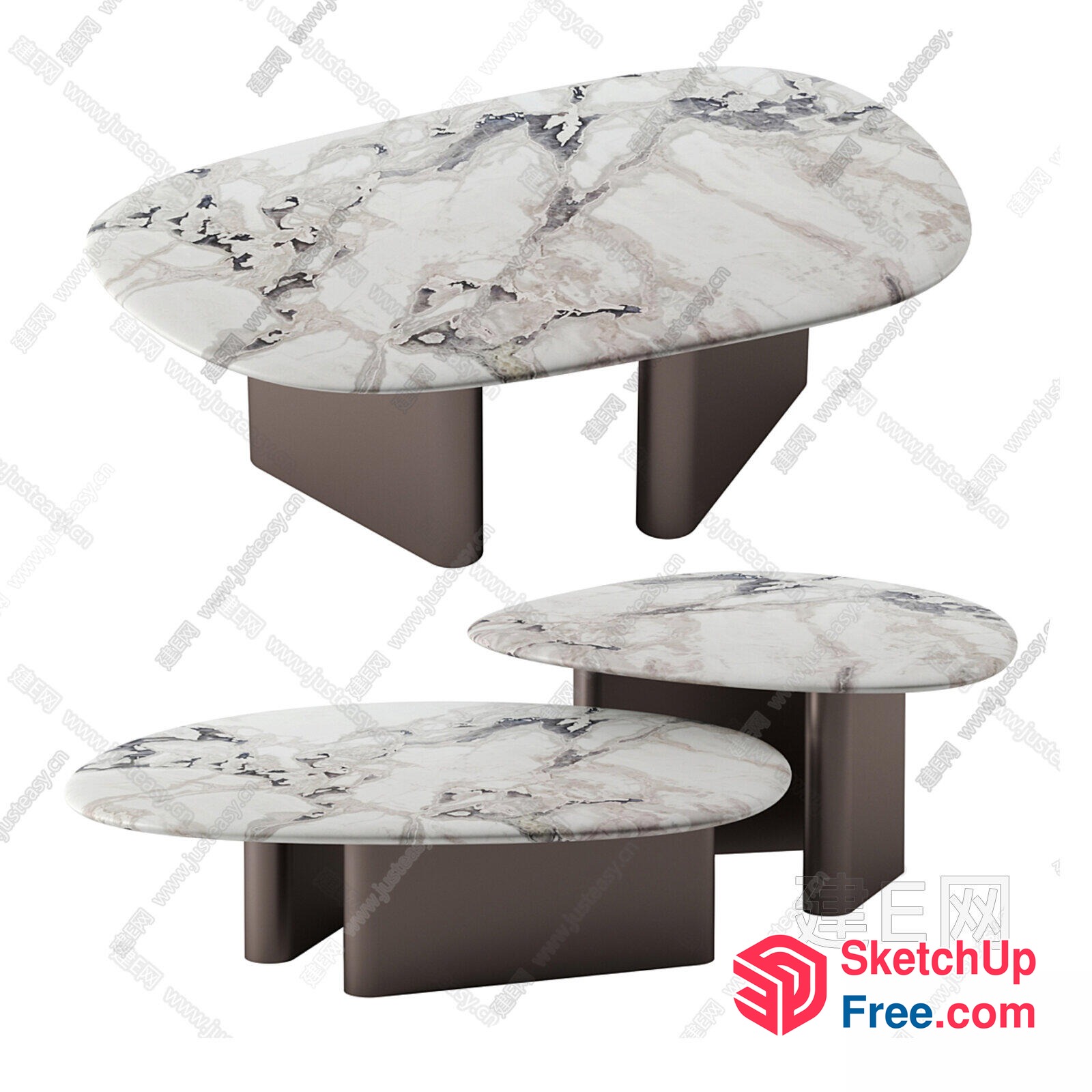 Marble-Topped Coffee Table Set 3D SketchUp File