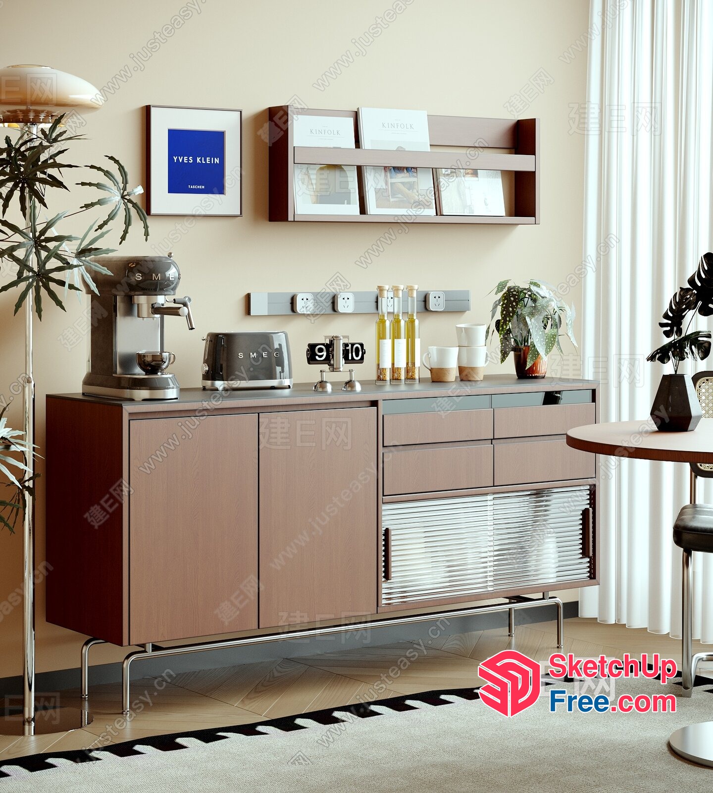 Modern Kitchen With Espresso Machine And Toaster 3D SketchUp File