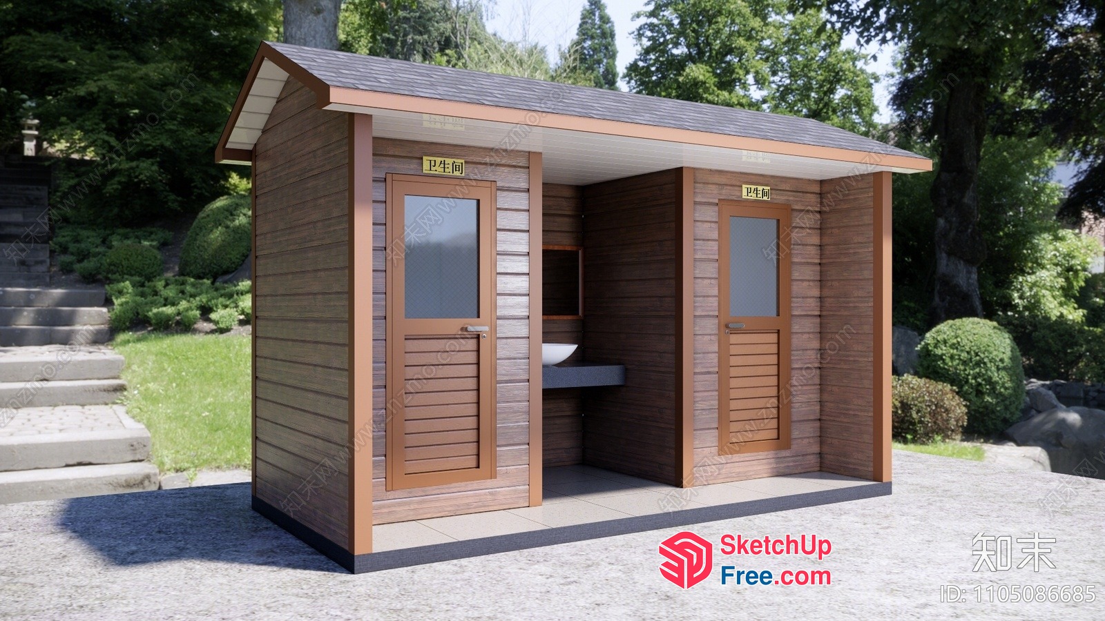 Outdoor Public Restrooms 3D SketchUp File