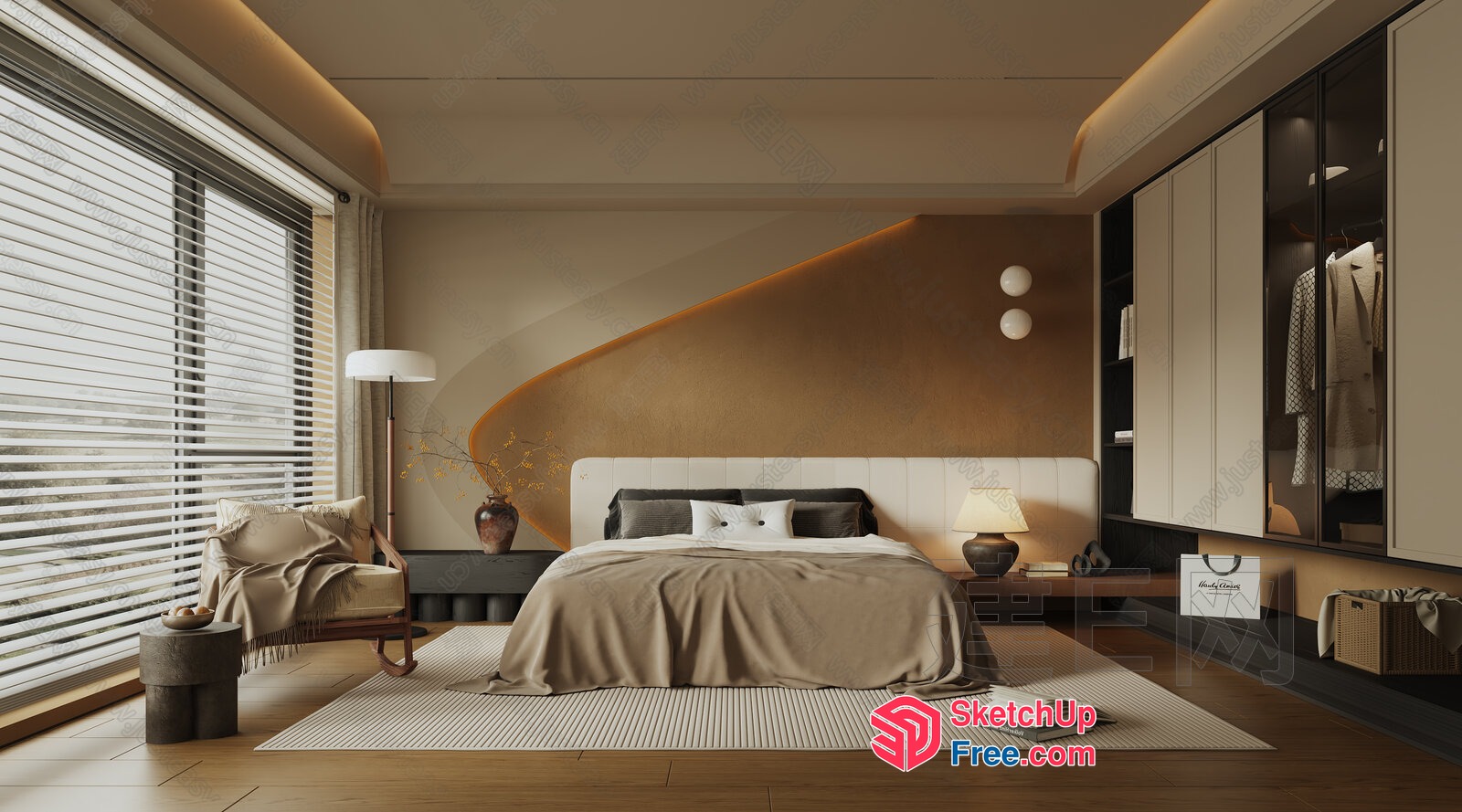Modern Minimalist Bedroom With Sleek Furniture And Natural Light 3D SketchUp File