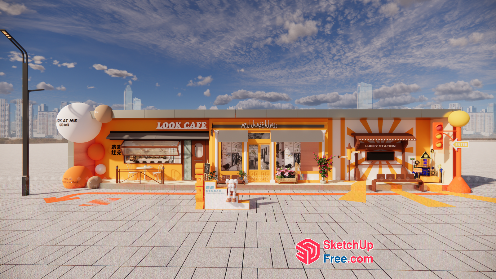 Vibrant Street Food Court 3D SketchUp File