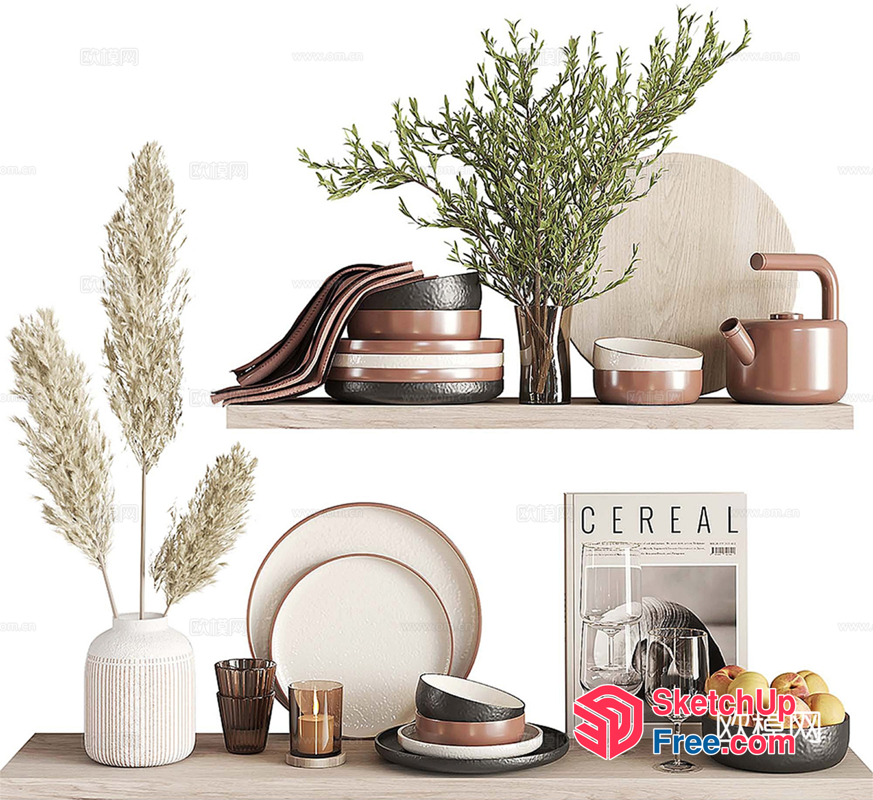 Elegant Dining Room Decor With Creamy And Brown Tones 3D SketchUp File