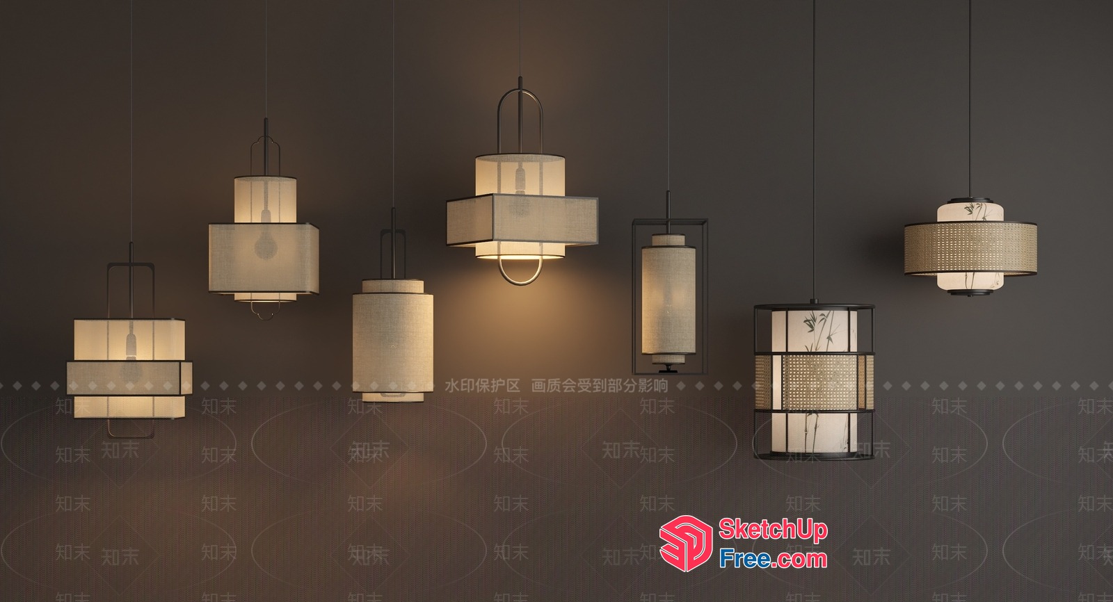 Asian-Inspired Lighting Fixtures 3D SketchUp File
