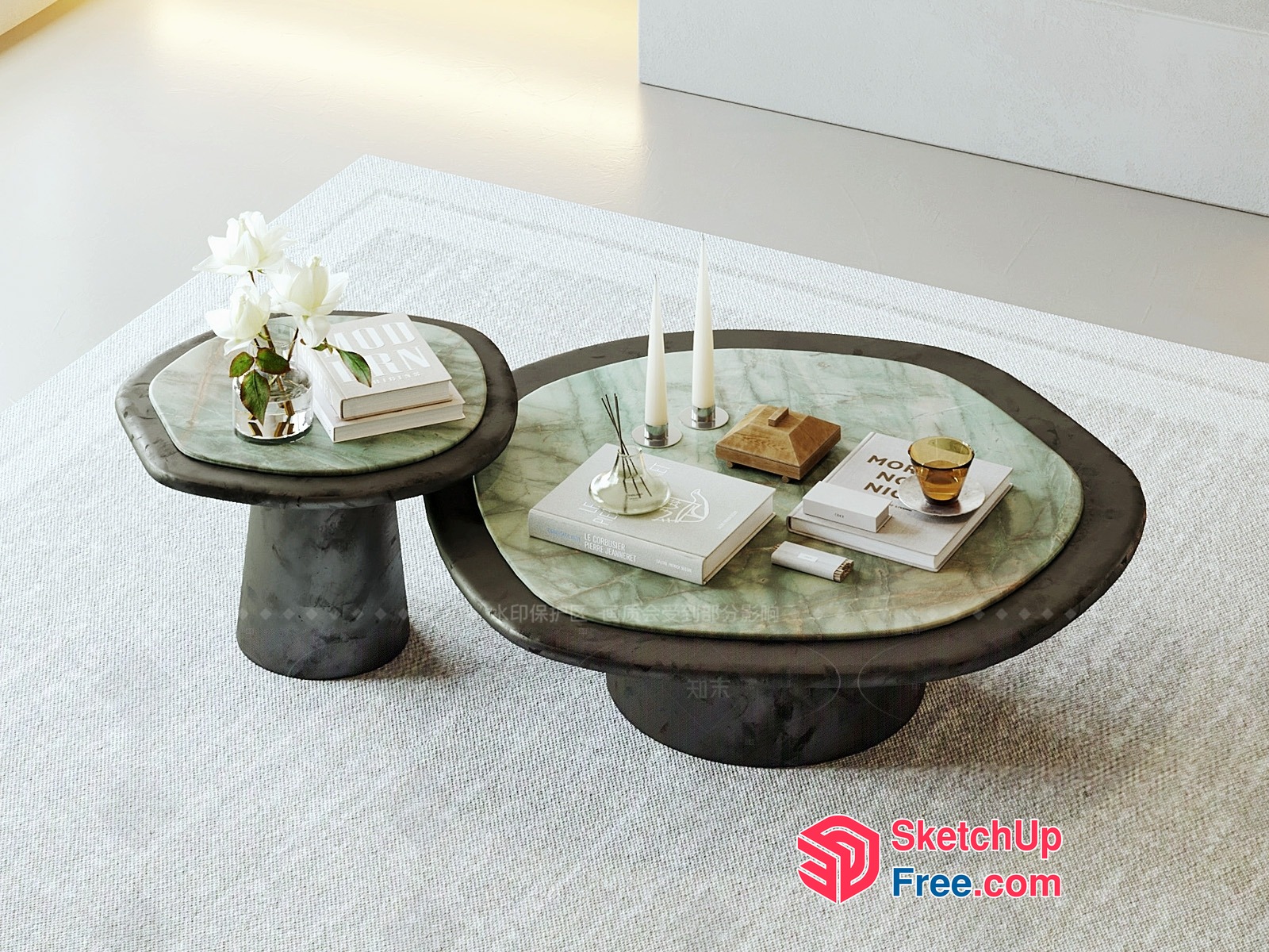 Elegant And Modern Coffee Table And Side Table Set 3D SketchUp File