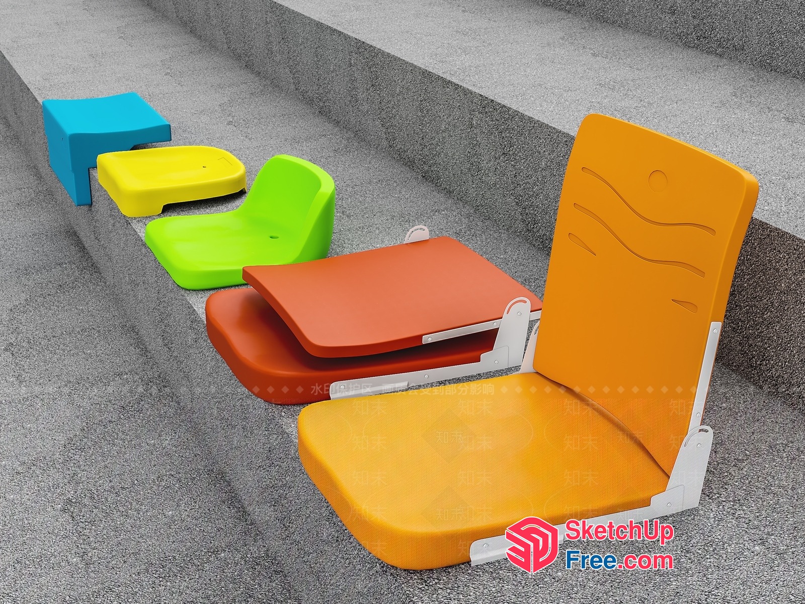 Colorful Plastic Chairs And Tables 3D SketchUp File