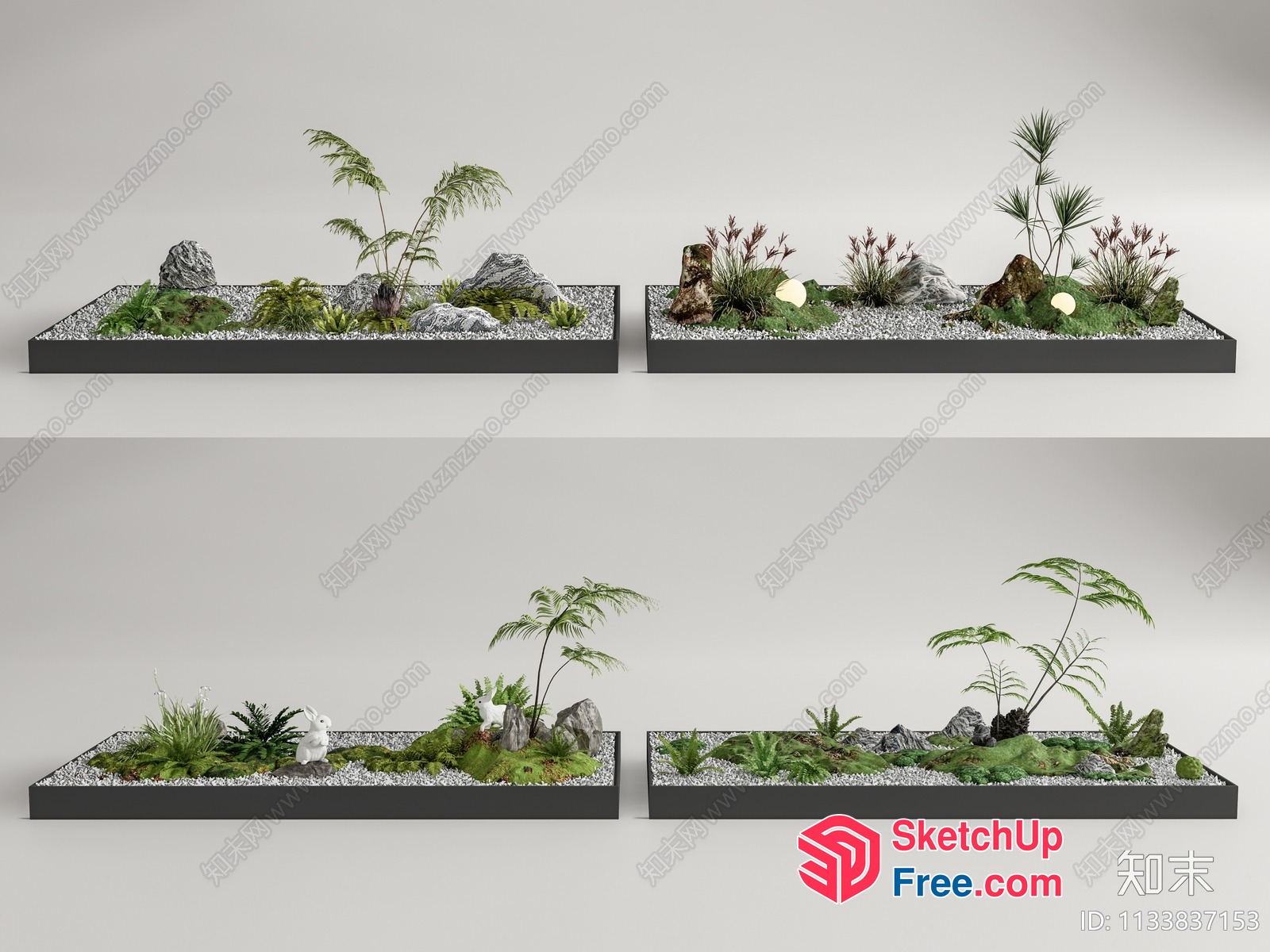 Japanese-Style Miniature Garden Scene 3D SketchUp File