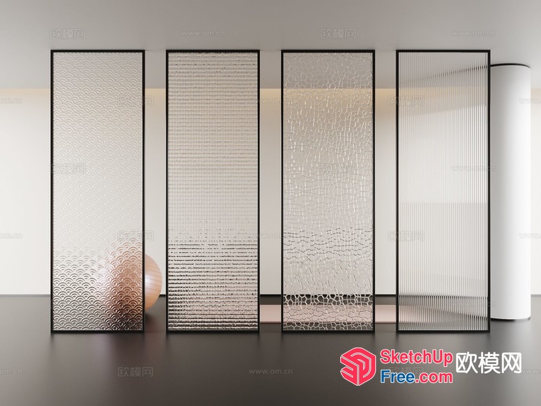 Modern Glass Partition Wall 3D SketchUp File