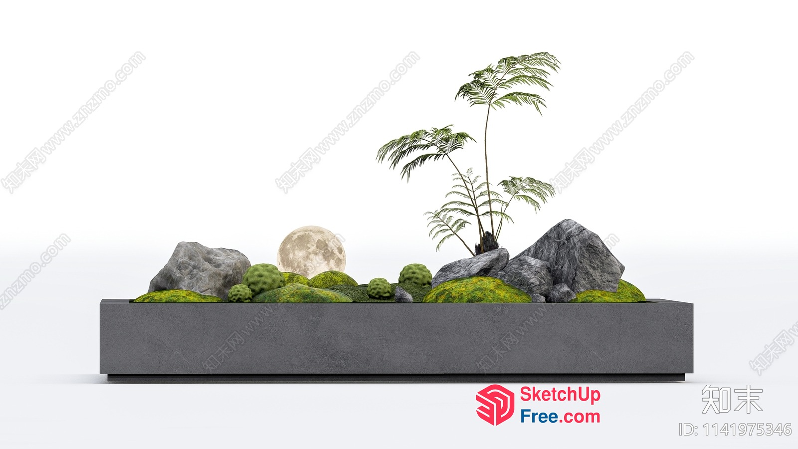 Serene Zen Garden With Moon And Rocks 3D SketchUp File