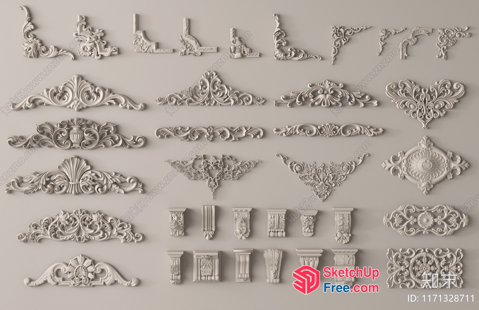 Intricate Ornate Decorative Moulding Collection 3D SketchUp File