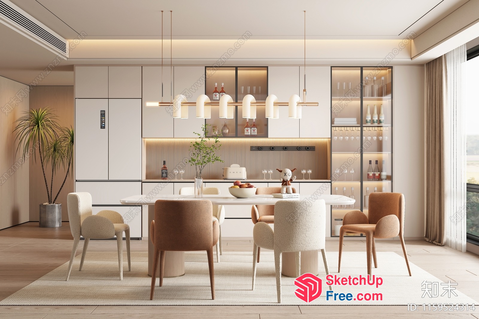 Elegant Modern Dining Room Interior 3D SketchUp File