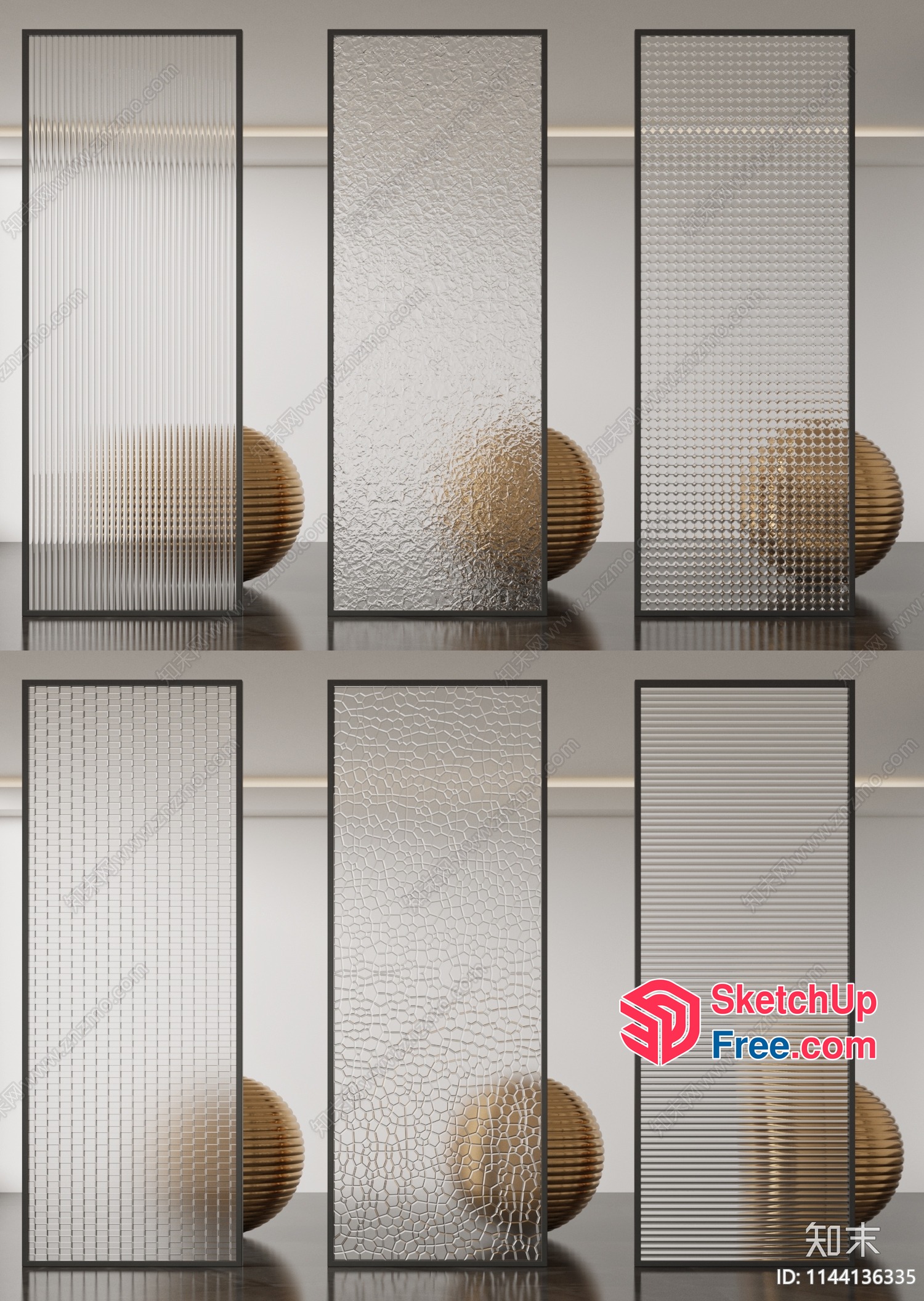Modern Glass Partition Screens For Office And Home Decor 3D SketchUp File