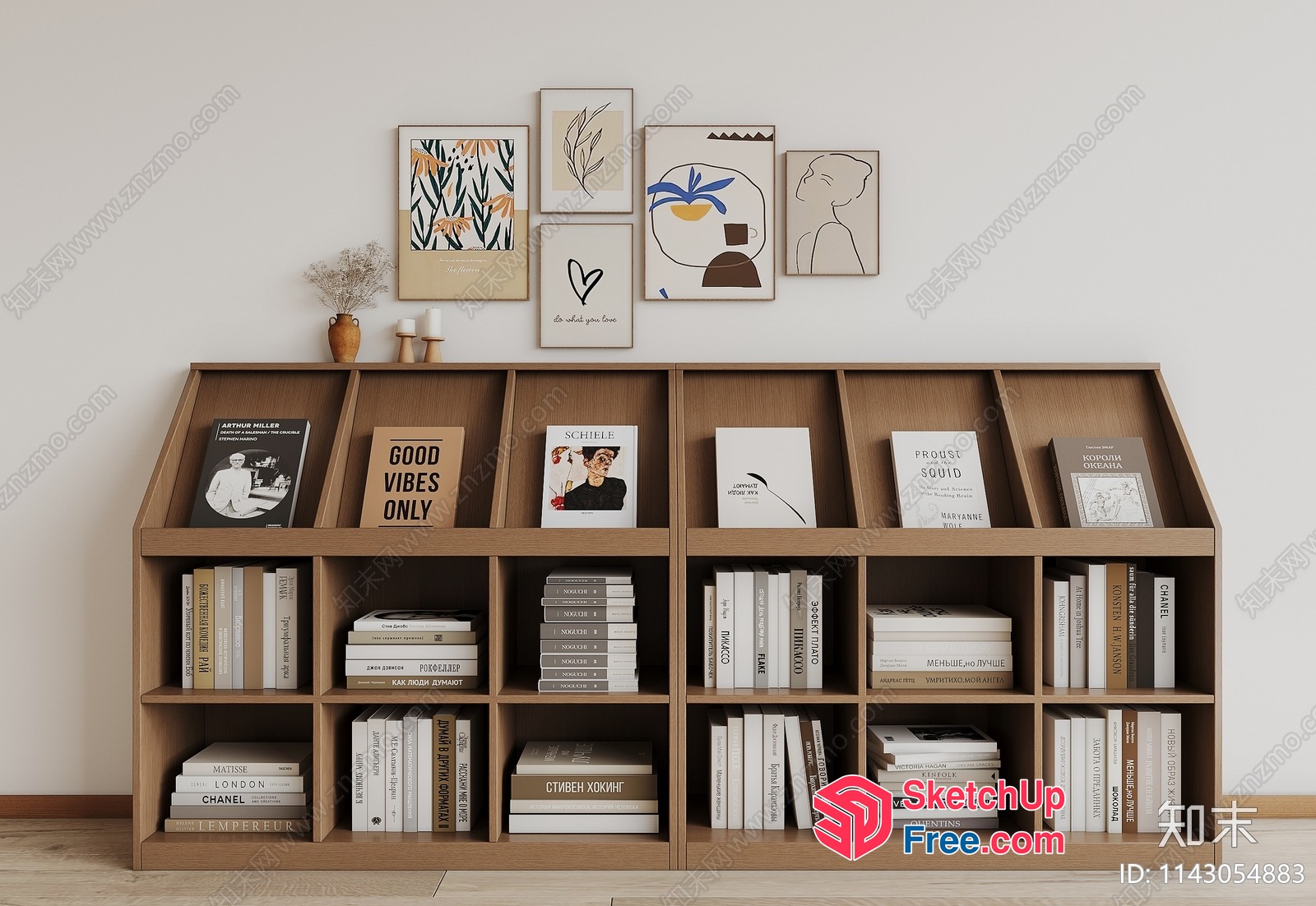 Modern Minimalist Bookcase And Picture Frames 3D SketchUp File