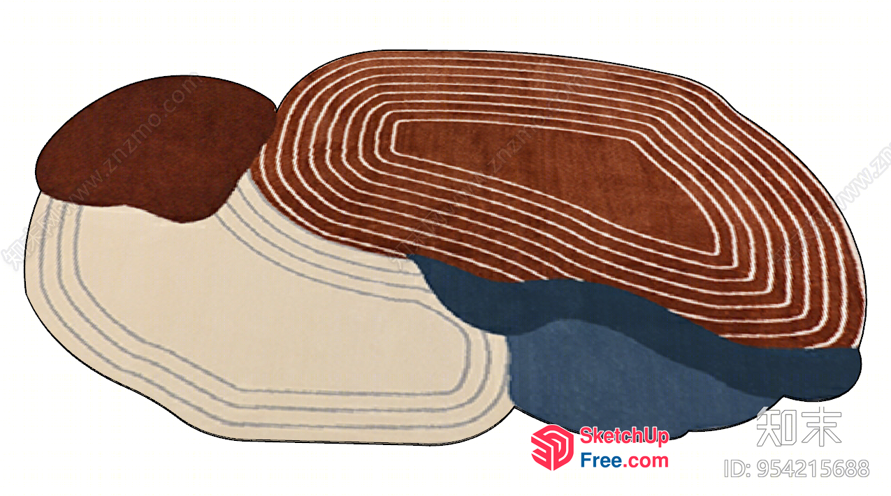 Colorful Abstract Stylized Rug Design 3D SketchUp File