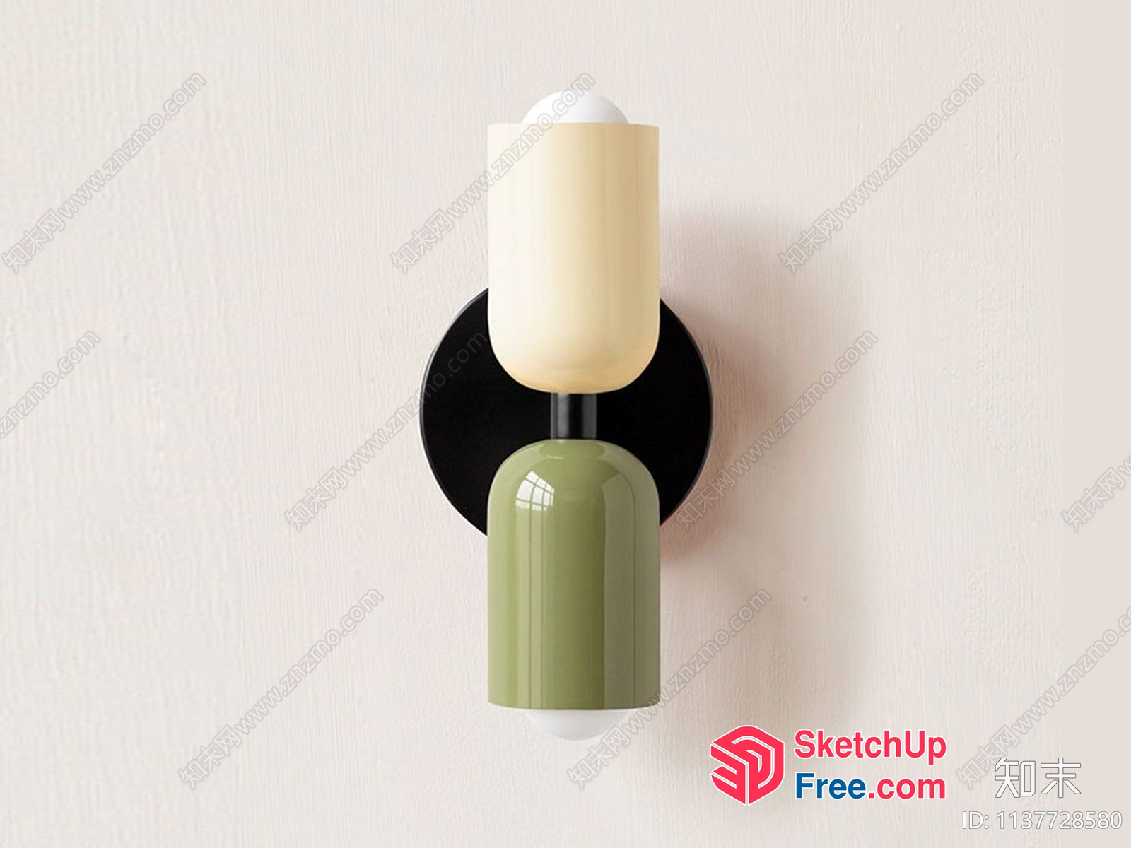 Two-Toned Glass Cylinder Light Fixture 3D SketchUp File