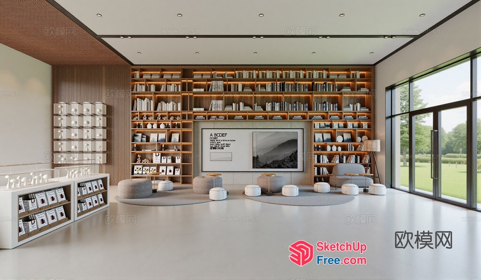 Modern Minimalist Library Interior Design 3D SketchUp File