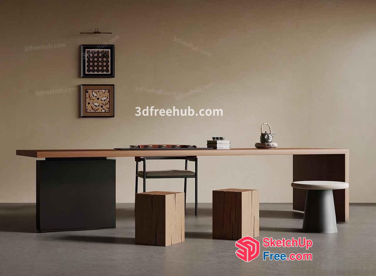 Modern Minimalist Dining Room Setting 3D SketchUp File