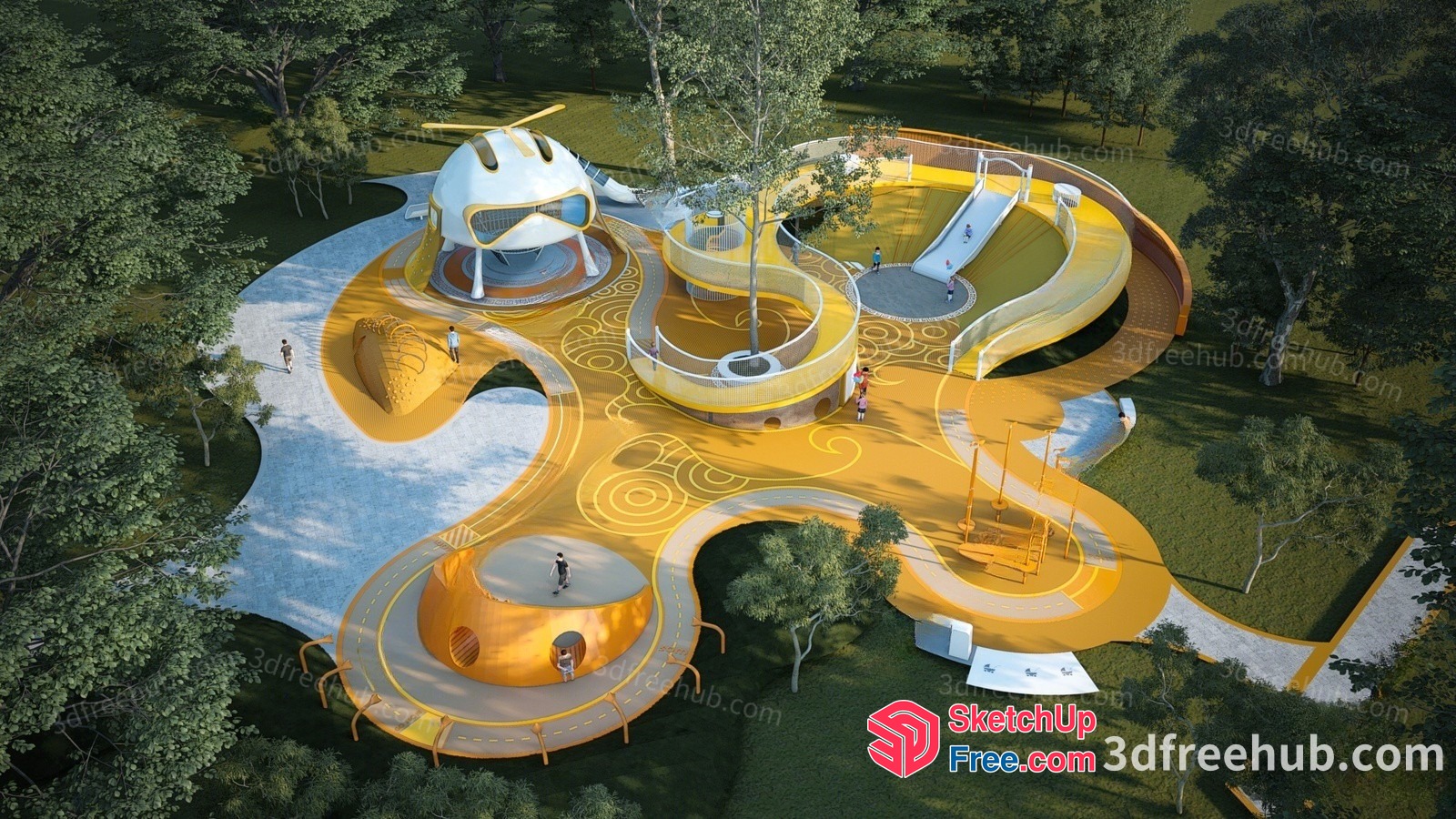 Futuristic Yellow Playground 3D SketchUp File