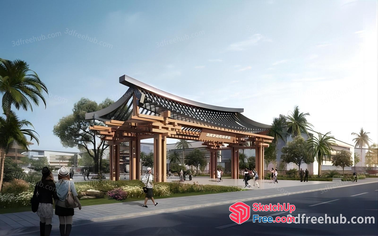 Asian-Inspired Outdoor Pavilion 3D SketchUp File