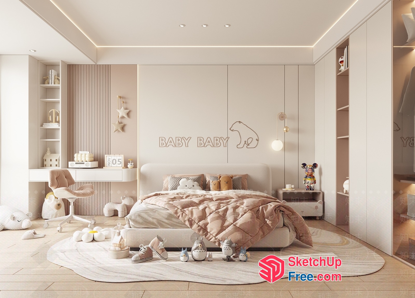 Elegant And Cozy Children'S Bedroom 3D SketchUp File