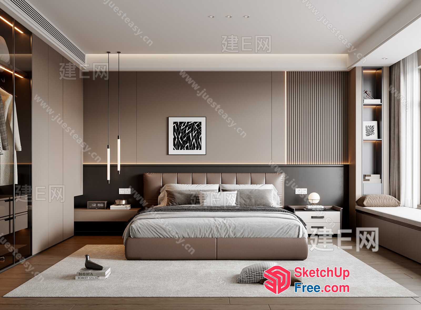 Modern Minimalist Bedroom Decor 3D SketchUp File