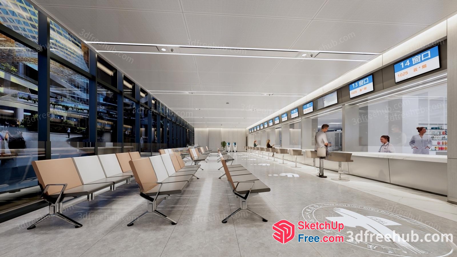 Modern Airport Terminal Interior 3D SketchUp File