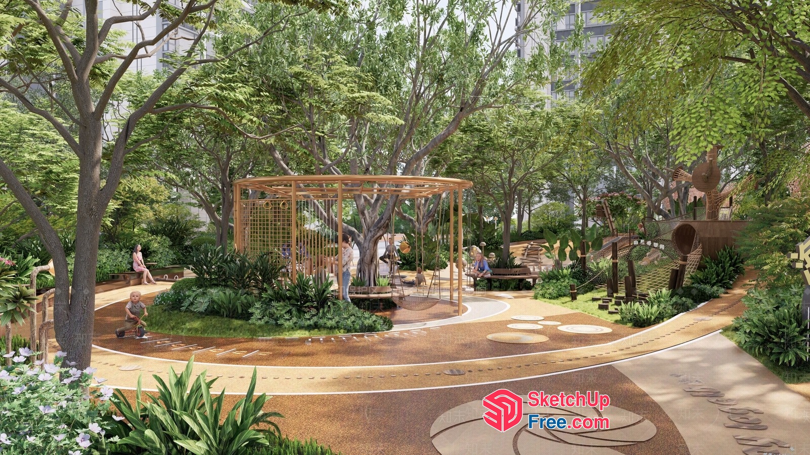 Serene Outdoor Oasis With Play Area 3D SketchUp File