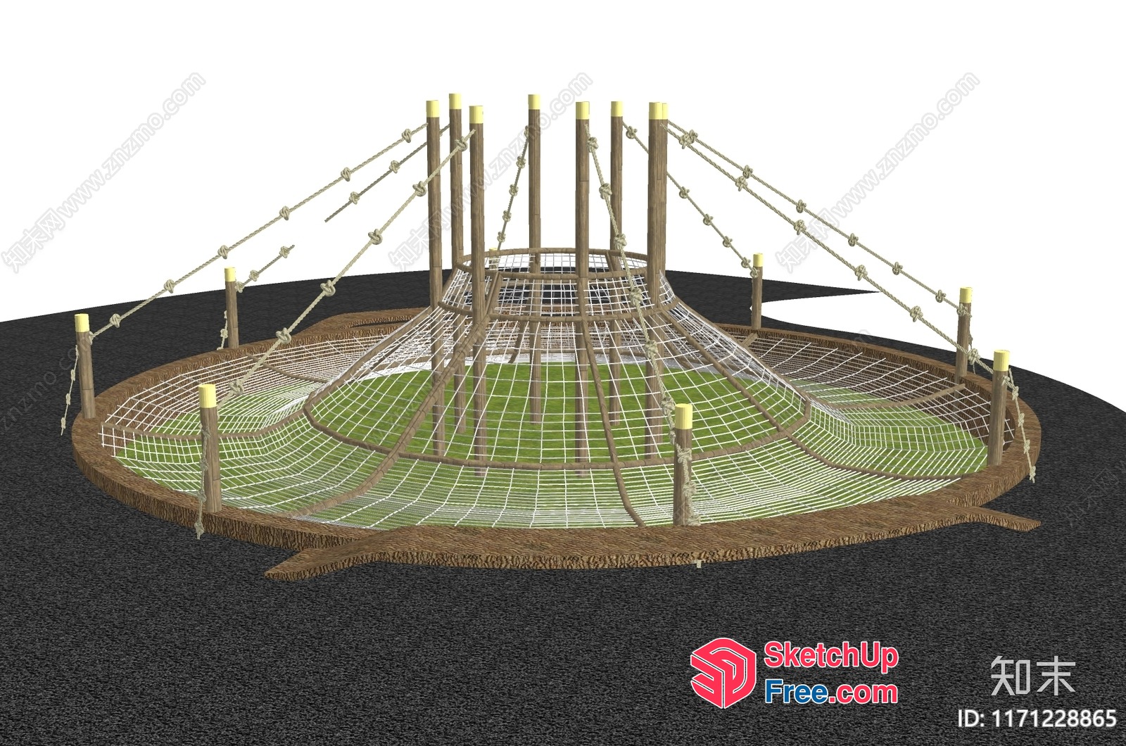 Exterior Design Of A Circular Building With A Netted Roof 3D SketchUp File