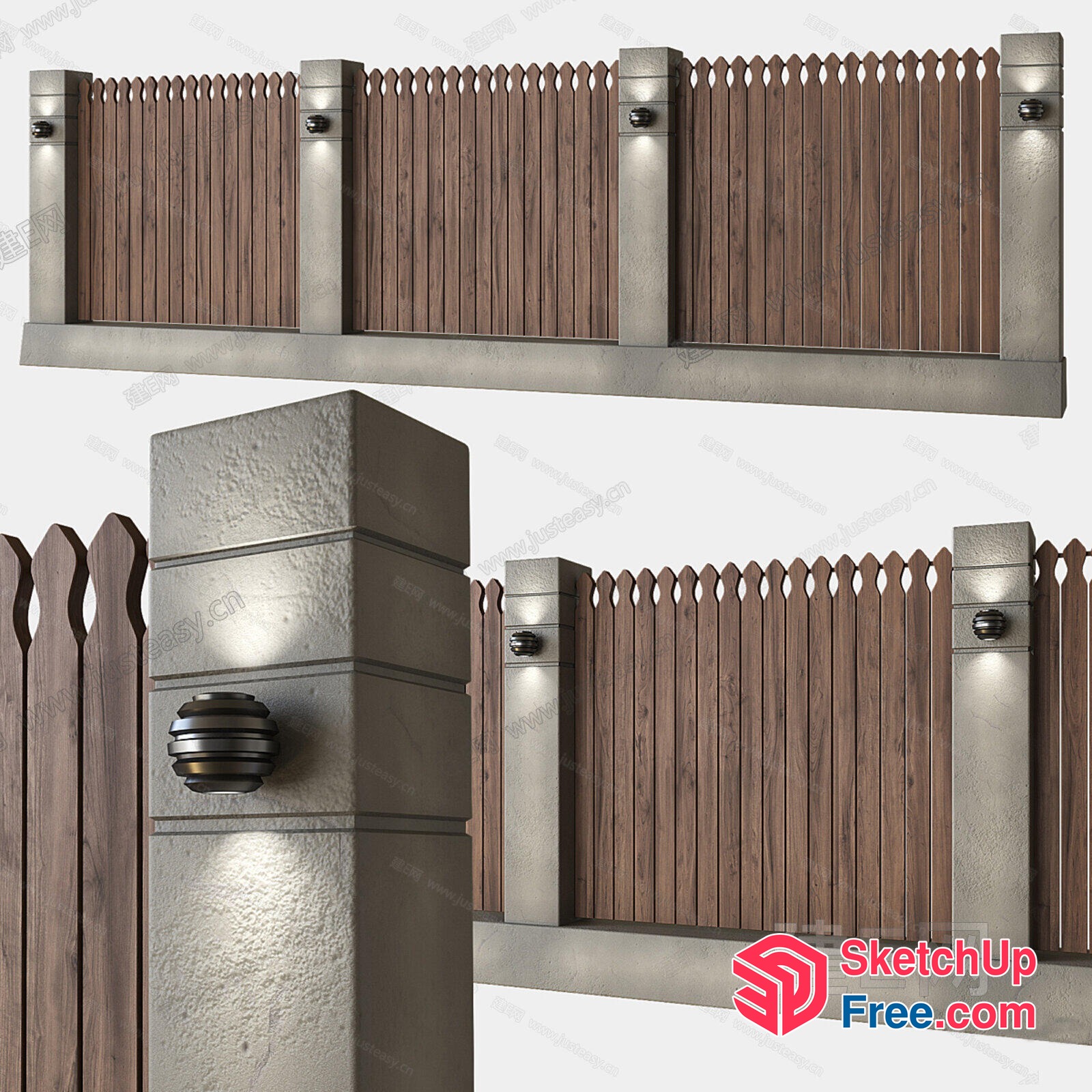 Wooden Fenced Exterior Wall 3D SketchUp File
