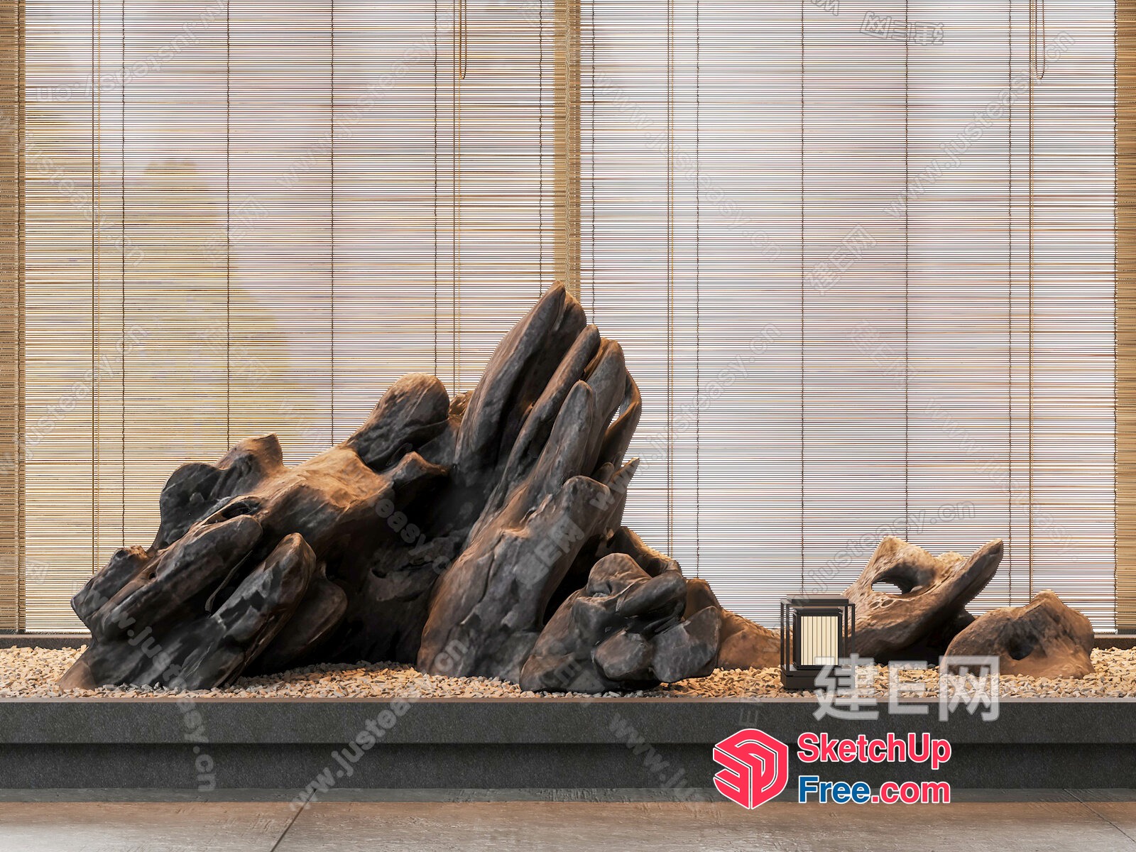 Japanese Style Interior Decor With Natural Elements 3D SketchUp File
