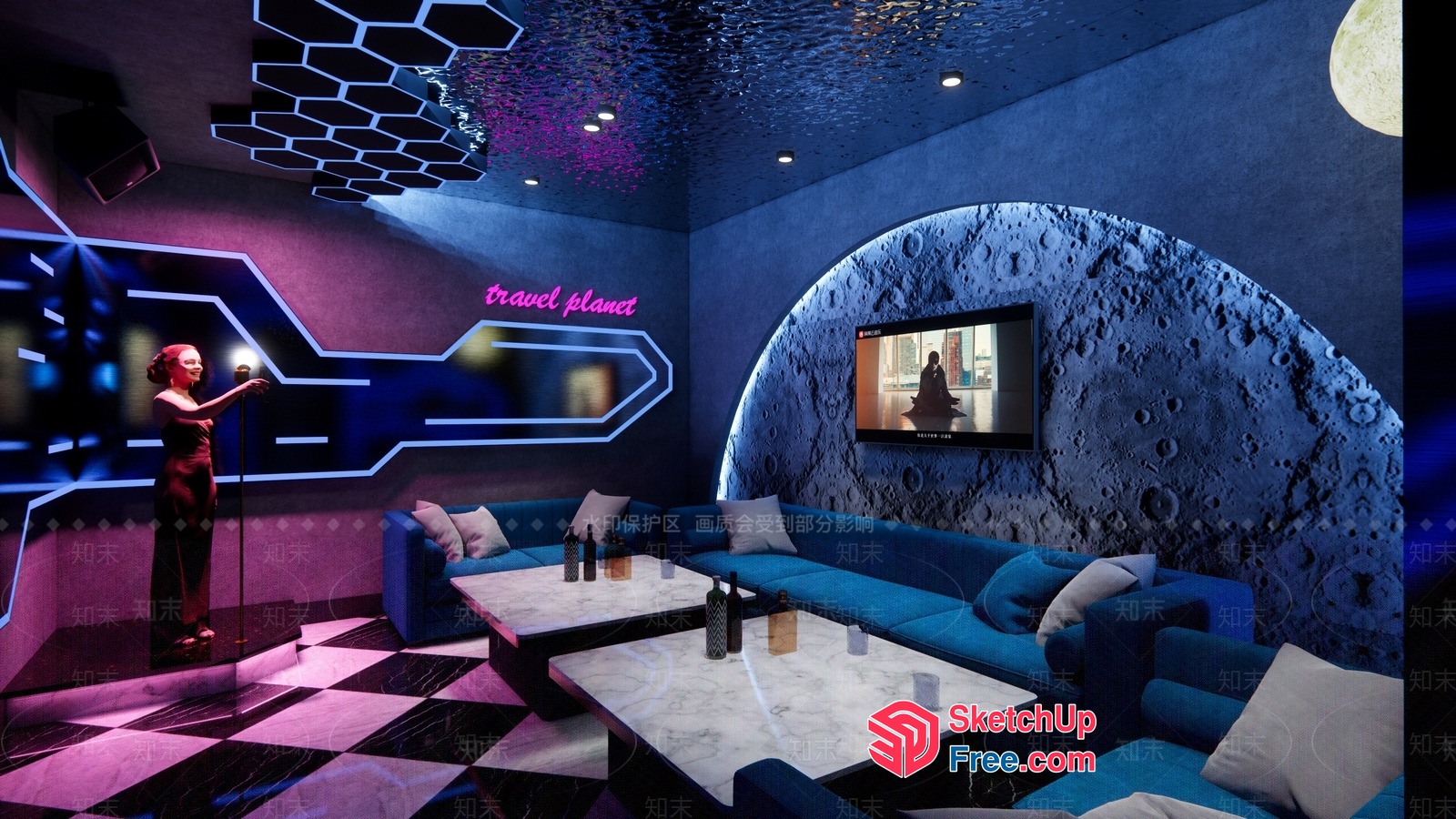 Futuristic Karaoke Lounge 3D SketchUp File