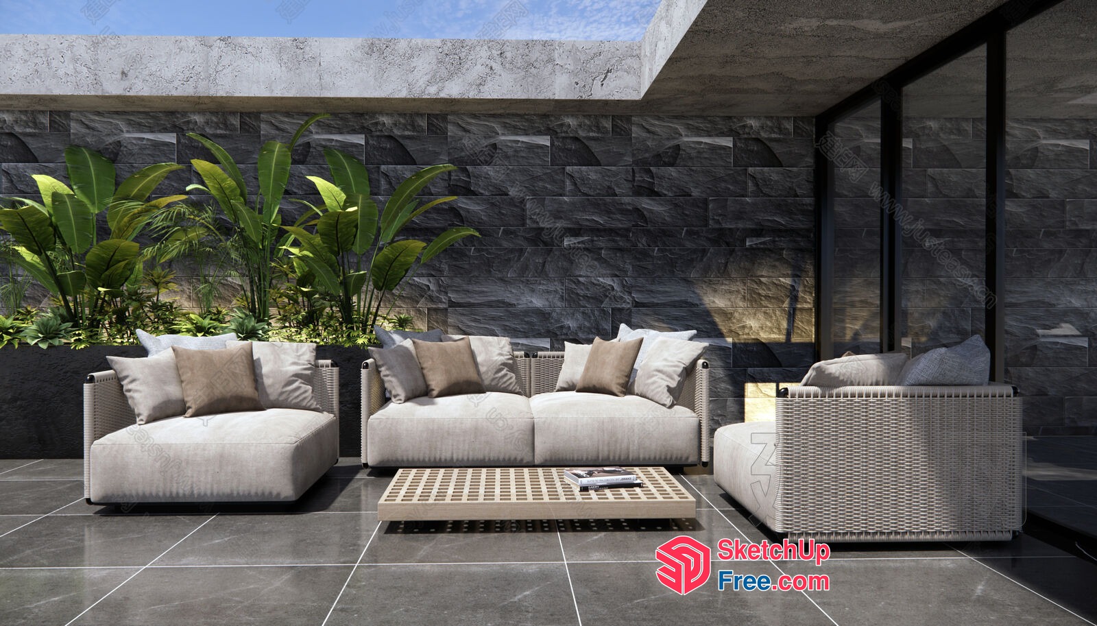 Modern Outdoor Patio Furniture Set 3D SketchUp File