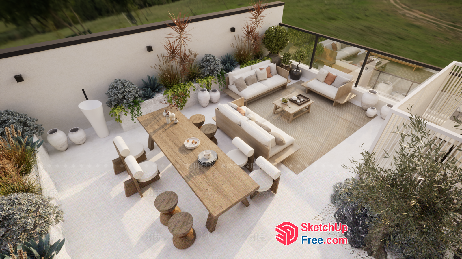 Minimalist Japanese Style Patio Decor 3D SketchUp File