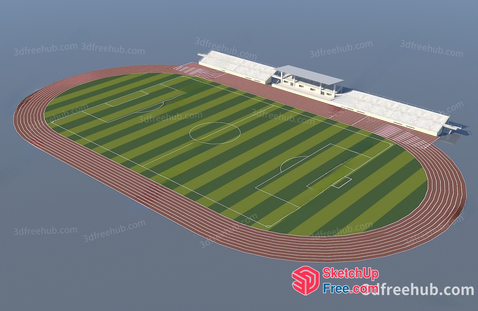 3D Model Of A Sports Field With A Running Track 3D SketchUp File