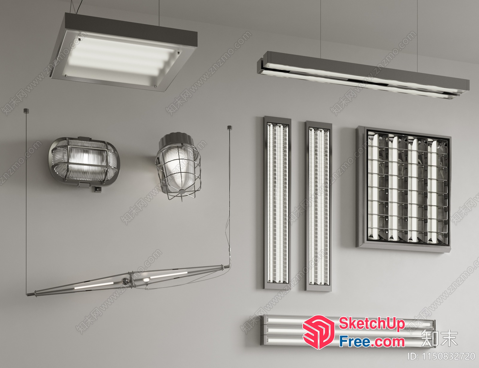 Modern Industrial Style Lighting Fixtures Collection 3D SketchUp File
