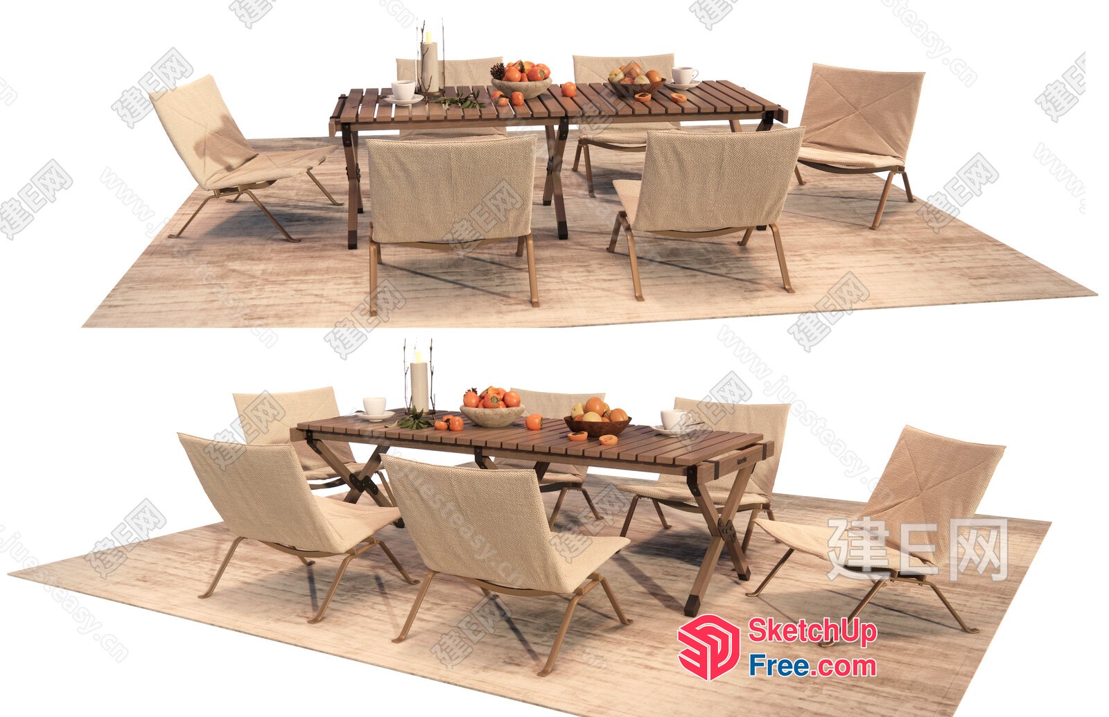 Outdoor Dining Table Set With Chairs 3D SketchUp File