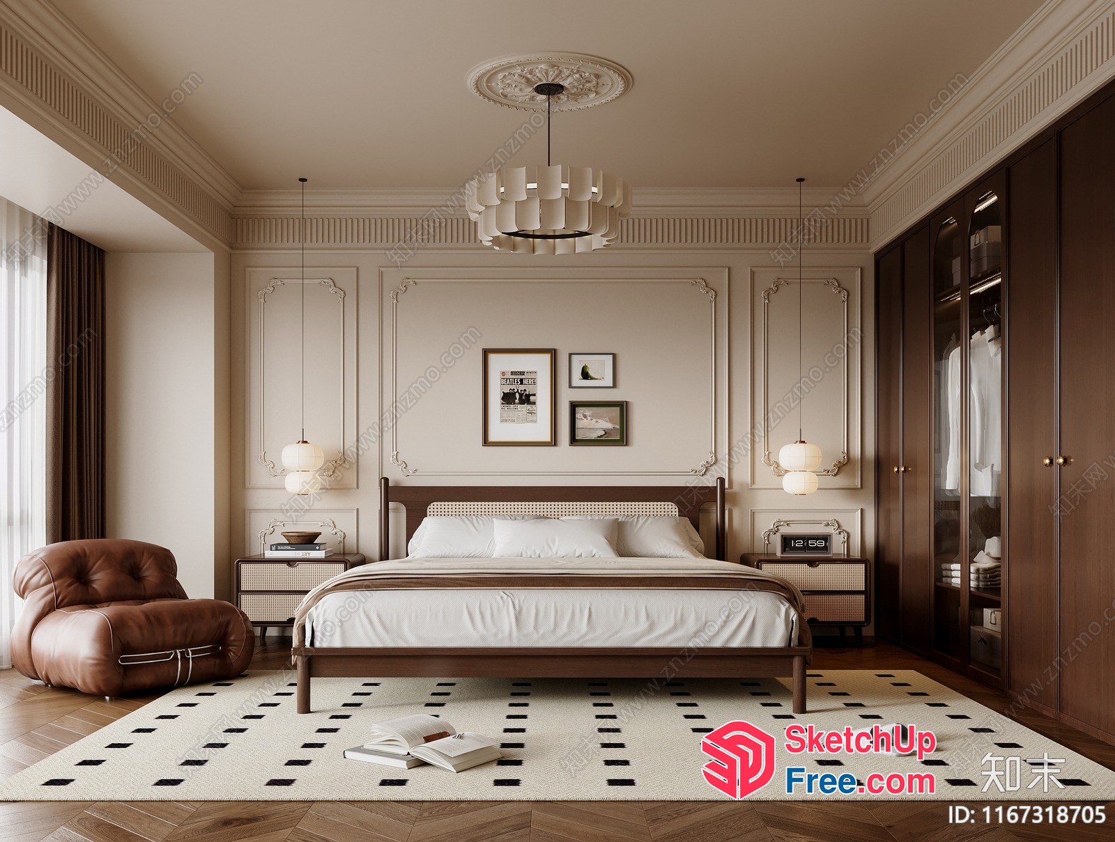 Elegant And Sophisticated Bedroom Design 3D SketchUp File