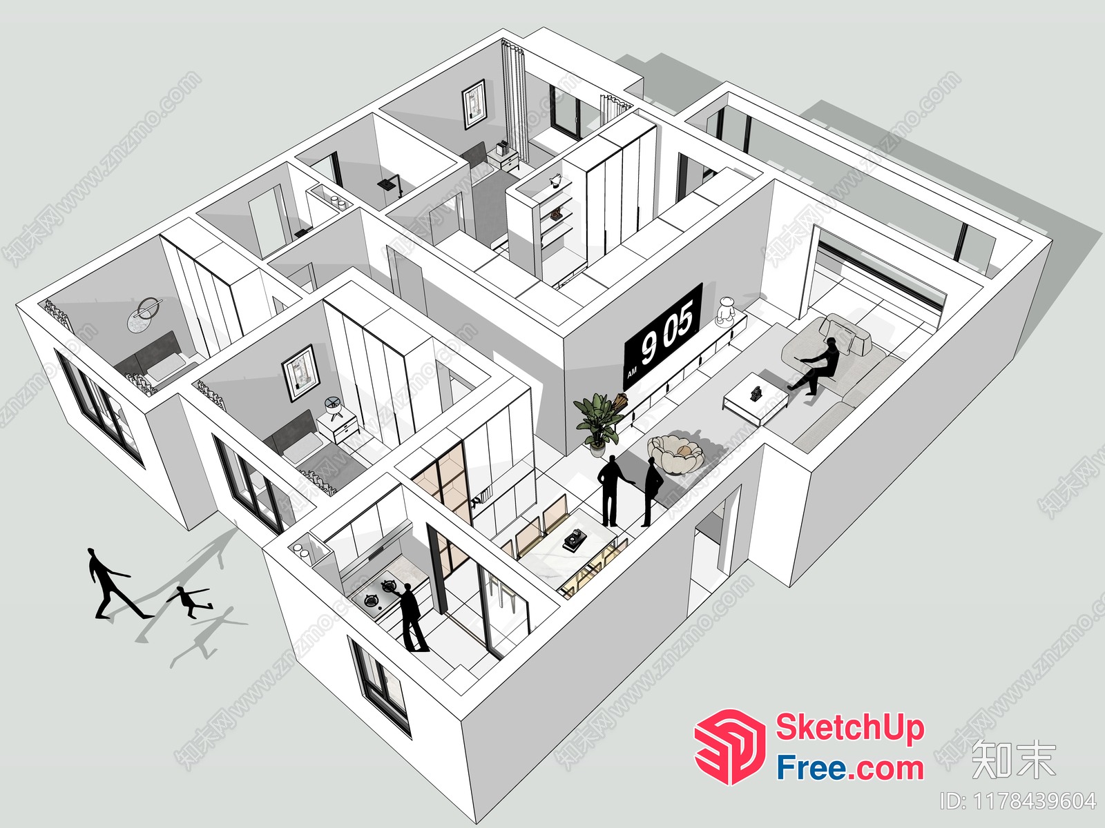 3D Isometric Floor Plan Of A Modern House 3D SketchUp File