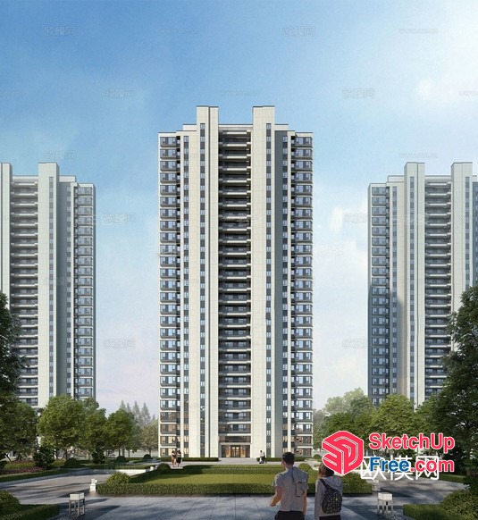 Modern Urban Residential Complex 3D SketchUp File