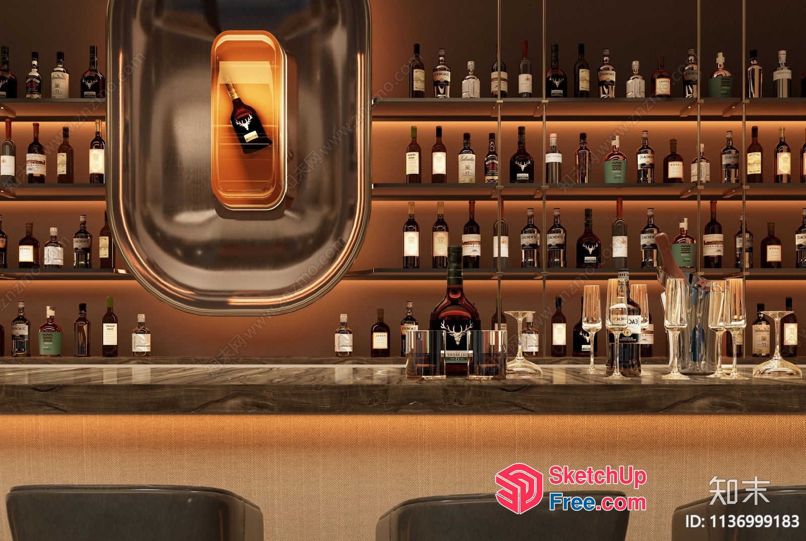 Luxurious Bar Interior With Elegant Decor 3D SketchUp File