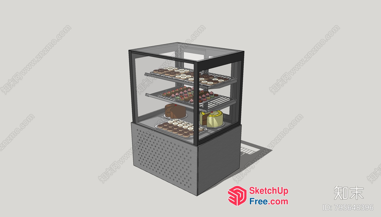 Display Case With Assorted Cakes 3D SketchUp File