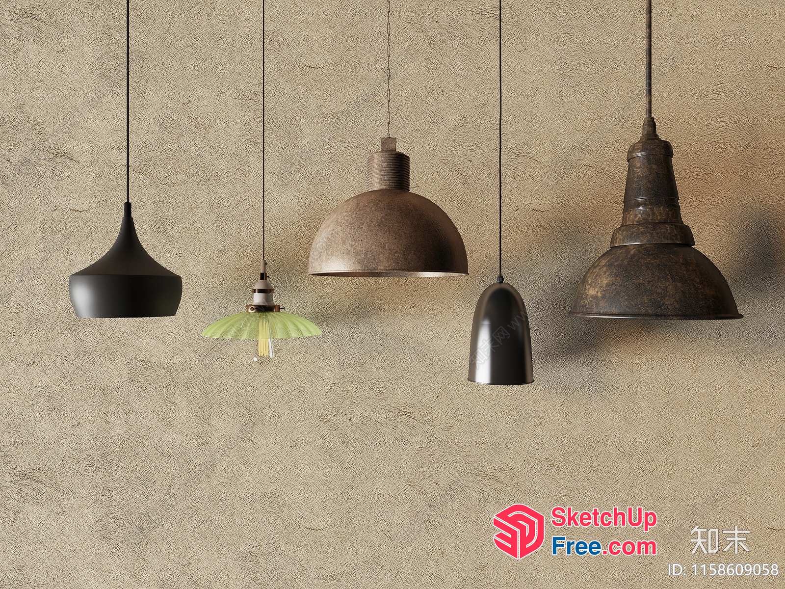 Industrial Style Hanging Lights Collection 3D SketchUp File