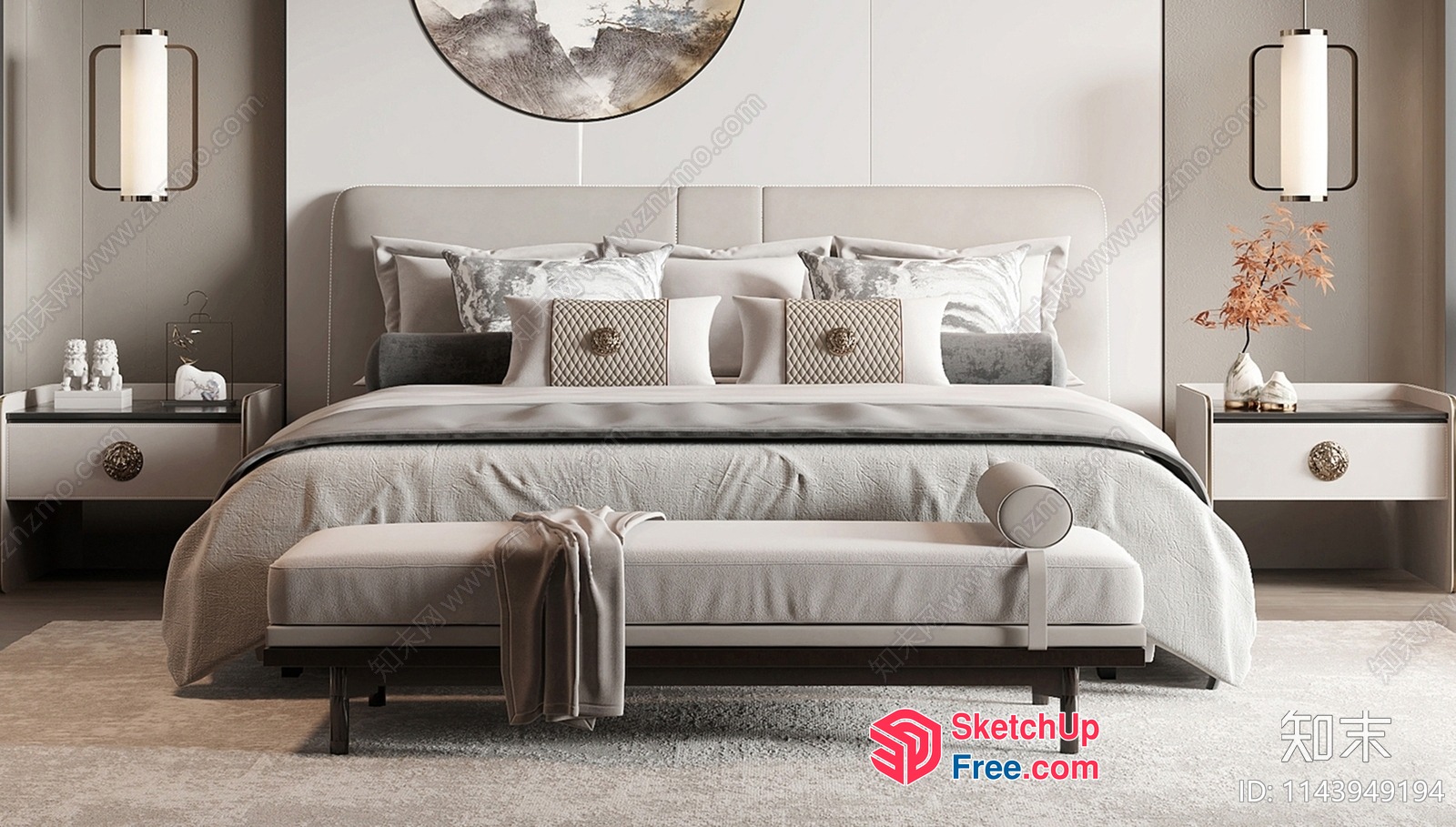 Modern Minimalist Bedroom Decor 3D SketchUp File