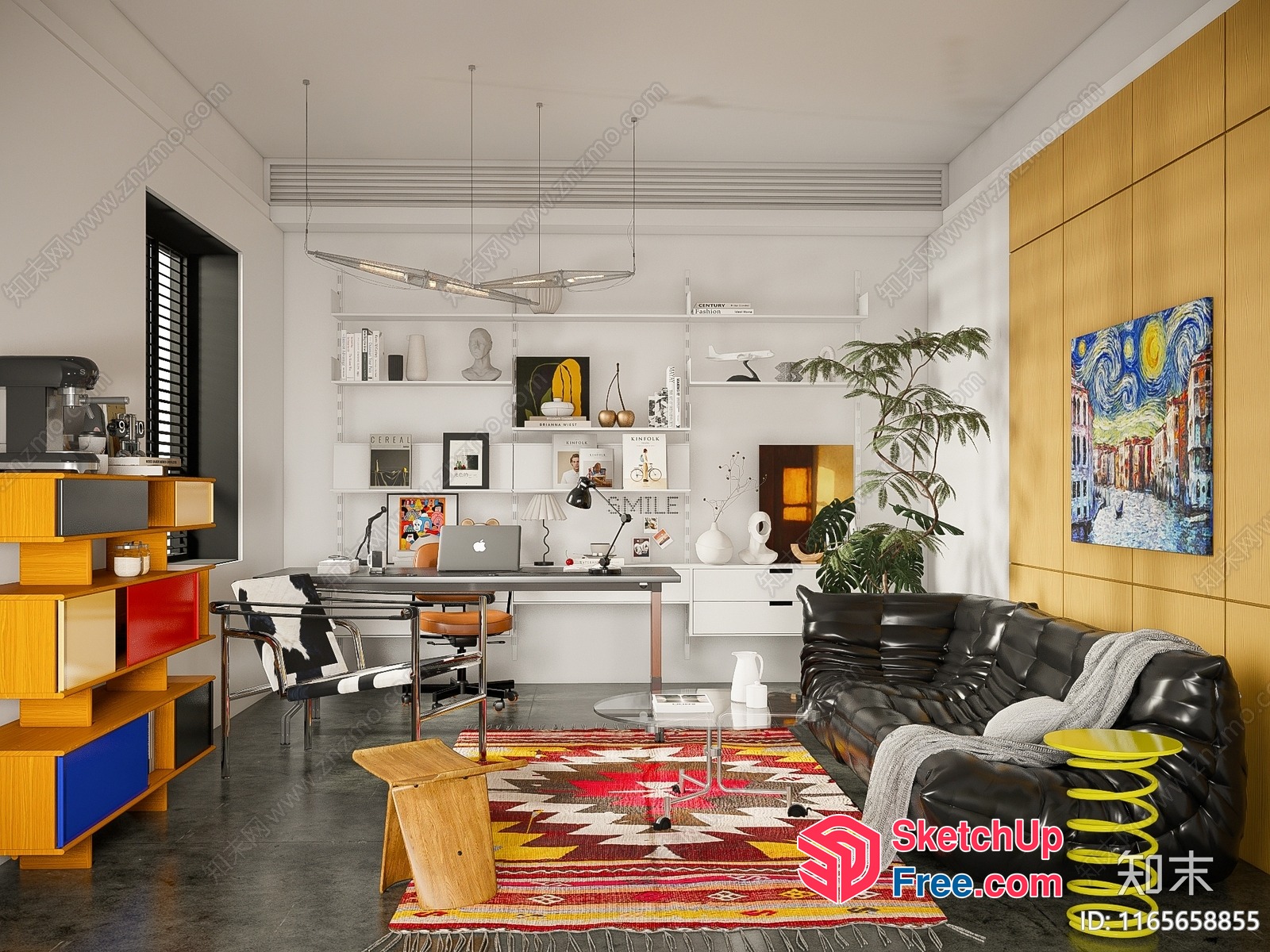 Modern Office Space With Unique Decor 3D SketchUp File